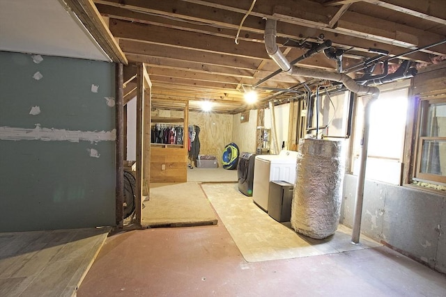 basement with washing machine and dryer