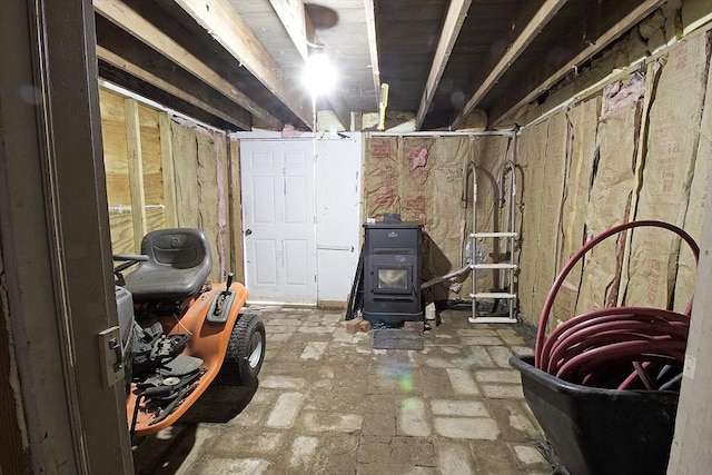 view of unfinished basement