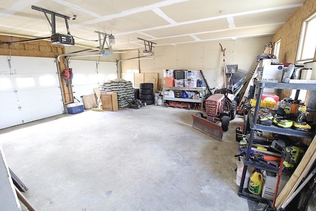 garage with a garage door opener