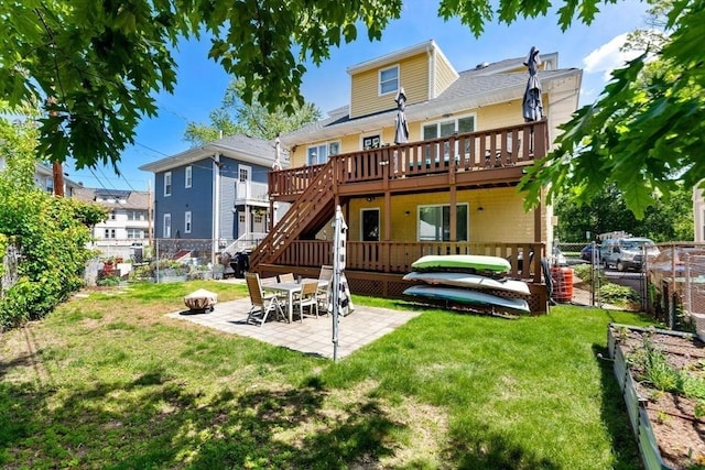2218 Mystic Valley Pkwy, Medford, MA 02155 - back of house with a wooden deck, a patio area, and stairway