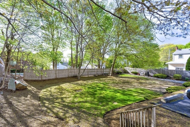 view of yard featuring a fenced backyard