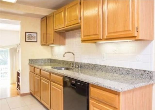6 Tisdale Dr Unit 6, Dover, MA 02030 - kitchen with dishwasher, tasteful backsplash, light stone countertops, and light tile patterned flooring