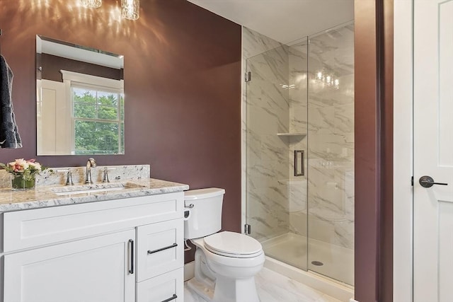 306 Laws Brook Rd, Concord, MA 01742 - bathroom featuring a marble finish shower, toilet, and vanity