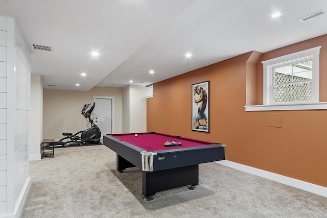 306 Laws Brook Rd, Concord, MA 01742 - recreation room with carpet floors, recessed lighting, pool table, and baseboards