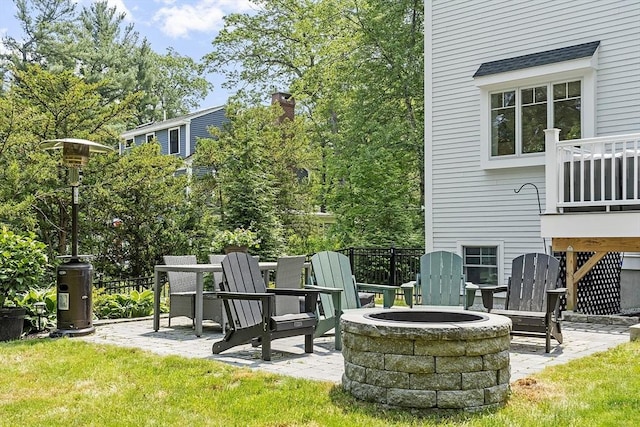 306 Laws Brook Rd, Concord, MA 01742 - view of patio / terrace featuring an outdoor fire pit