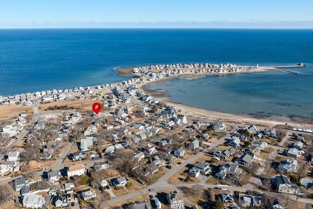 bird's eye view with a water view and a residential view