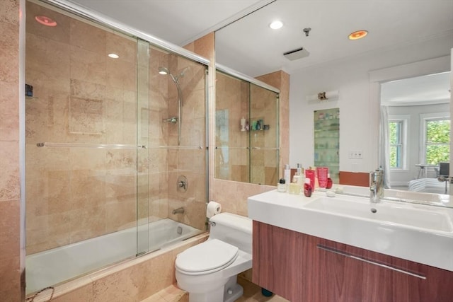 416 Commonwealth Ave Unit 504, Boston, MA 02215 - bathroom with tiled shower / bath, vanity, toilet, and recessed lighting
