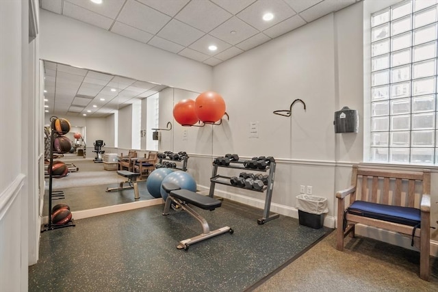 416 Commonwealth Ave Unit 504, Boston, MA 02215 - workout area featuring a drop ceiling and recessed lighting