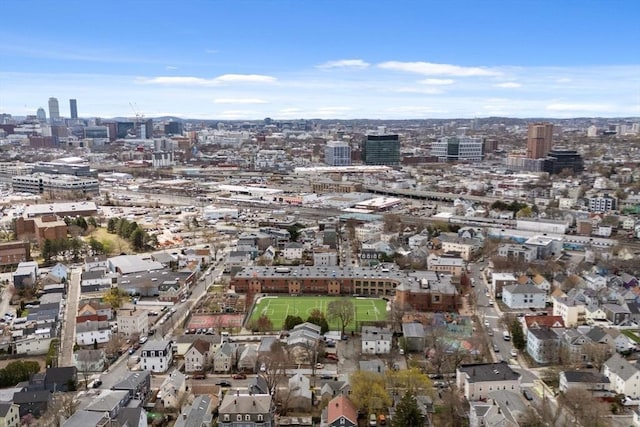 aerial view featuring a city view