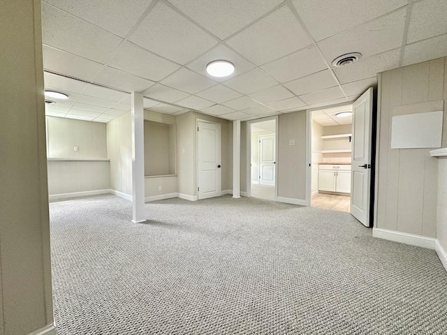 17 Kingsley Rd, Norton, MA 02766 - below grade area featuring light colored carpet and a paneled ceiling