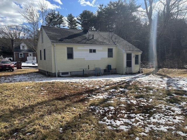 view of snow covered exterior