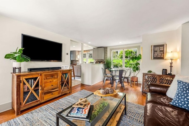 159 Elm St Unit 2, Marblehead, MA 01945 - living area featuring light wood-style floors, recessed lighting, and baseboards