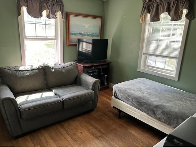 bedroom with wood-type flooring