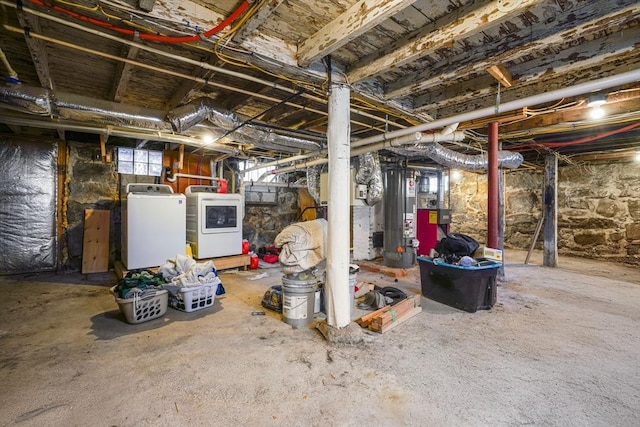 basement with washing machine and dryer