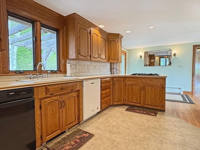 85 Warfield Rd, Charlemont, MA 01339 - kitchen featuring dishwasher, a sink, light countertops, gas stovetop, and recessed lighting
