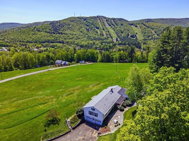 85 Warfield Rd, Charlemont, MA 01339 - view from above of property with a mountainous background and a heavily wooded area