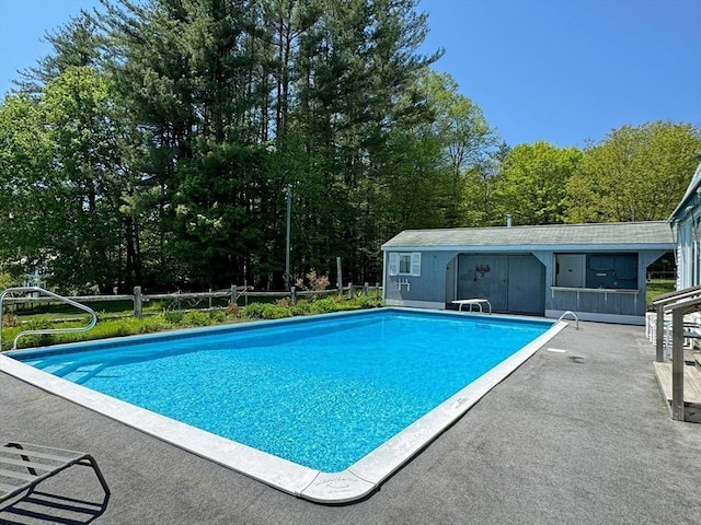 85 Warfield Rd, Charlemont, MA 01339 - swimming pool featuring a patio and an outdoor structure