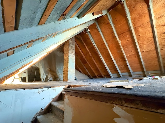 view of unfinished attic