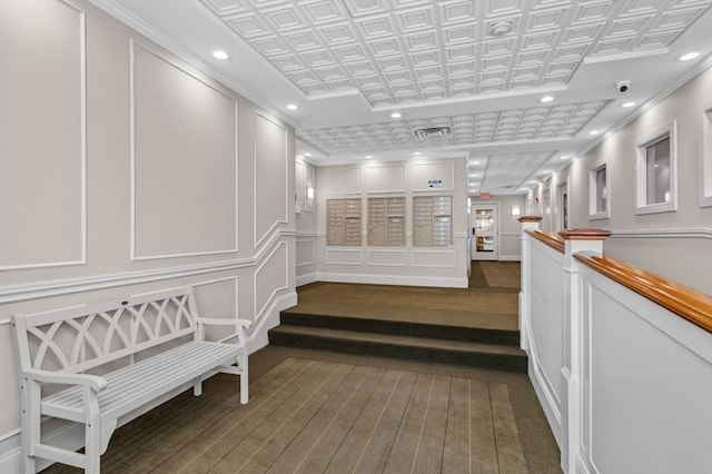 116 Rantoul St Unit 503, Beverly, MA 01915 - surrounding community with a decorative wall, recessed lighting, an ornate ceiling, and a wooden deck