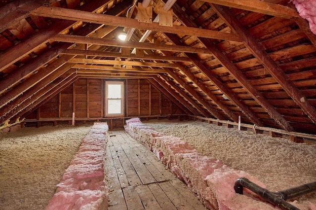 view of unfinished attic