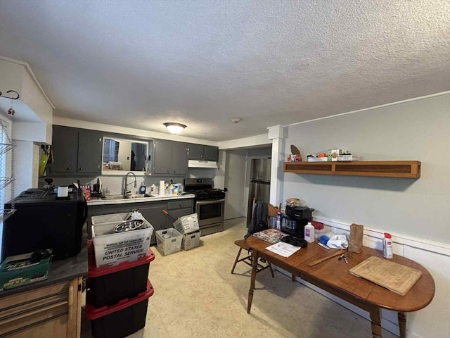 44 Cherry St Unit 2, Swampscott, MA 01907 - home office with a sink and a textured ceiling