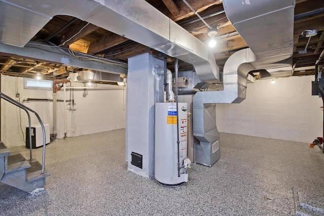 unfinished below grade area with gas water heater