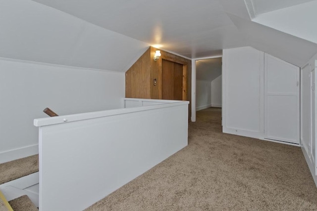 additional living space with carpet floors and vaulted ceiling