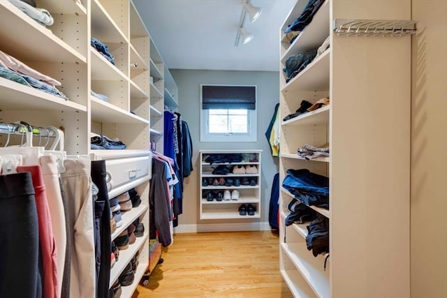 spacious closet featuring light wood-type flooring