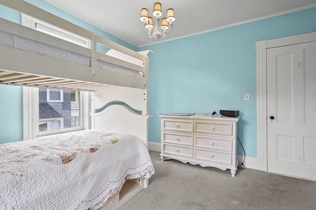 30 Wentworth Ave, Lowell, MA 01852 - bedroom featuring carpet, a chandelier, ornamental molding, and baseboards