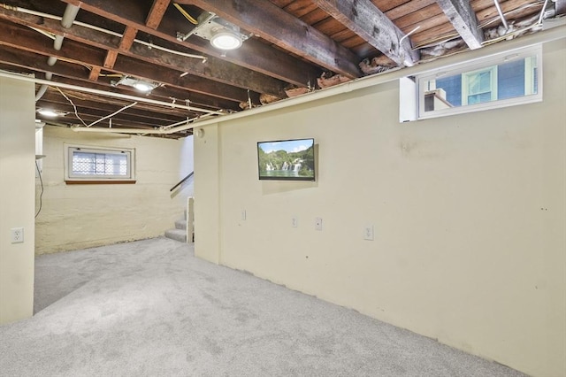 30 Wentworth Ave, Lowell, MA 01852 - basement with stairway and carpet