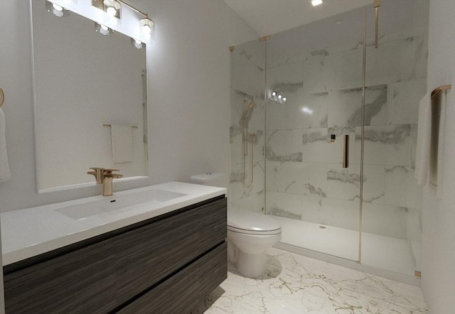 1 Marion St Unit Ph1, Cambridge, MA 02141 - full bathroom with a marble finish shower, marble finish floors, vanity, and toilet
