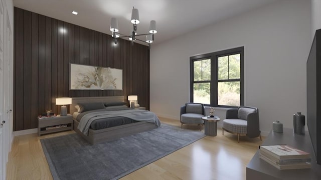1 Marion St Unit Ph1, Cambridge, MA 02141 - bedroom featuring a chandelier, light wood-type flooring, and baseboards