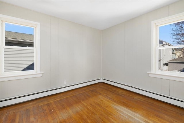 unfurnished room featuring a baseboard radiator