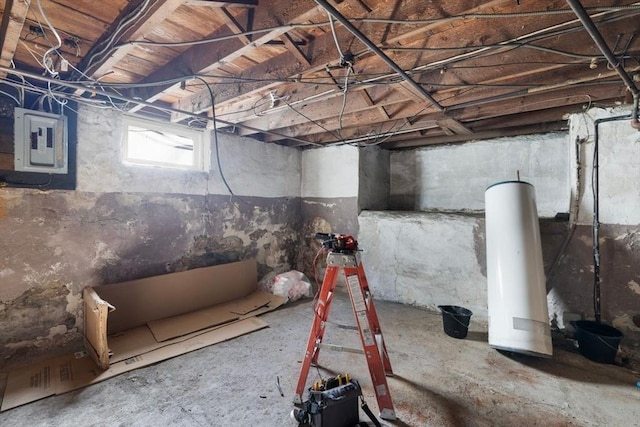 basement featuring electric panel