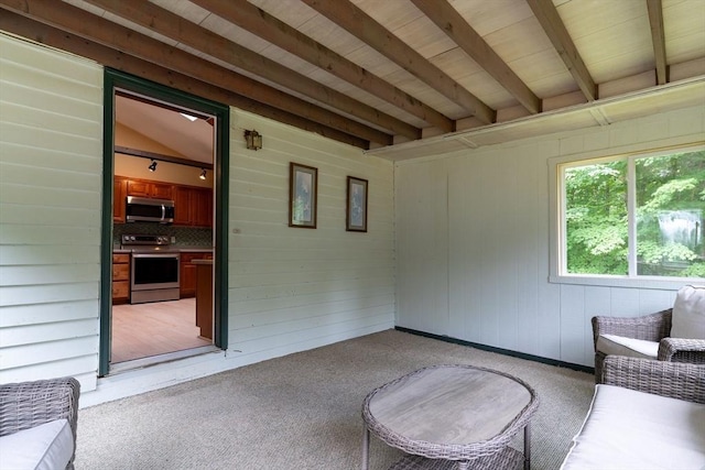 300 Henshaw St, Leicester, MA 01524 - unfurnished sunroom with beamed ceiling
