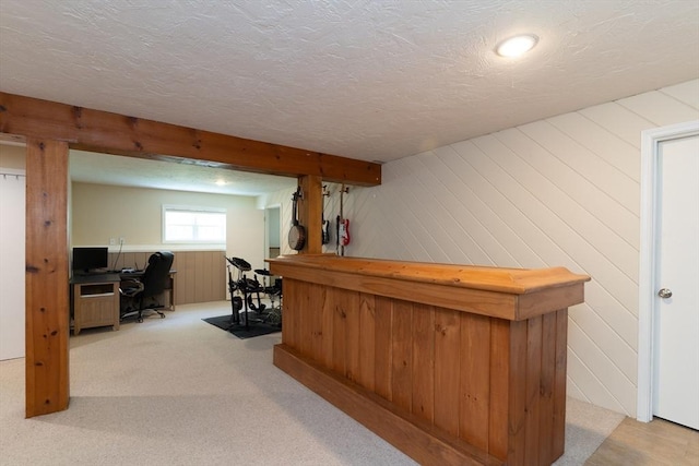 300 Henshaw St, Leicester, MA 01524 - indoor dry bar with carpet floors, wooden walls, and a textured ceiling