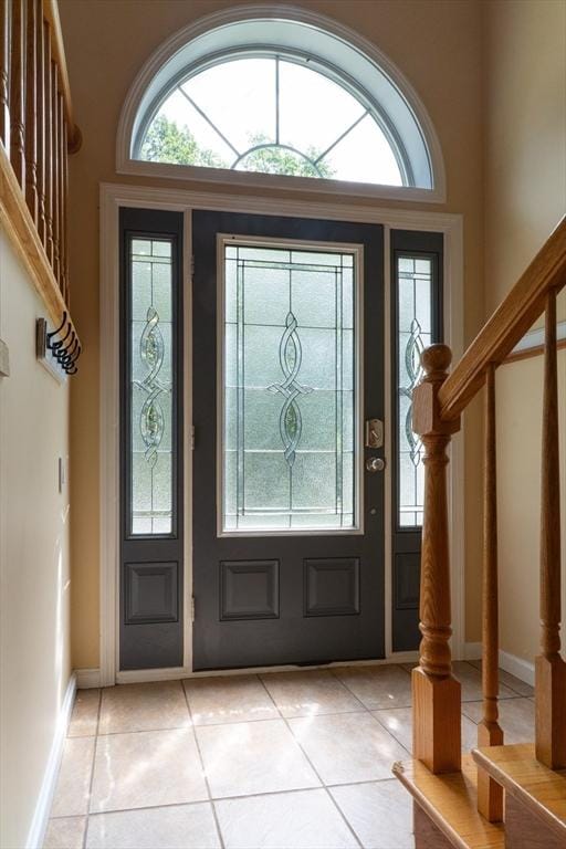 300 Henshaw St, Leicester, MA 01524 - entryway featuring stairway and light tile patterned floors