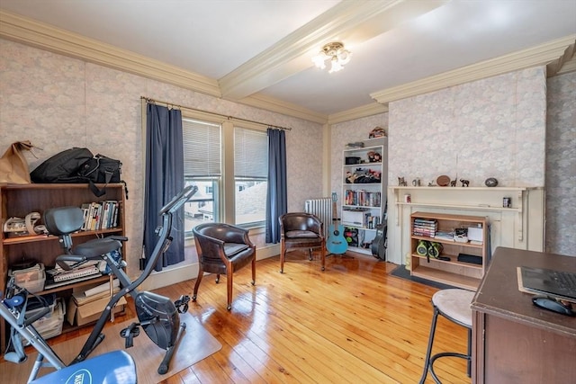 26 S Main St, Belchertown, MA 01007 - interior space featuring crown molding, beam ceiling, and hardwood / wood-style flooring