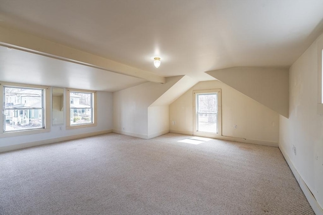 26 S Main St, Belchertown, MA 01007 - bonus room featuring light carpet, lofted ceiling with beams, and baseboards