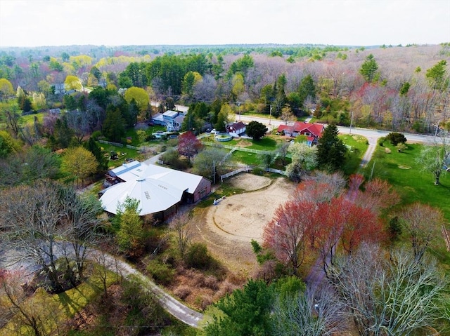 bird's eye view with a view of trees