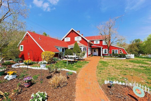 traditional home with a chimney