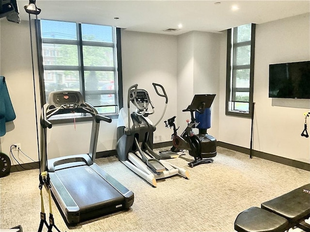 workout area with carpet