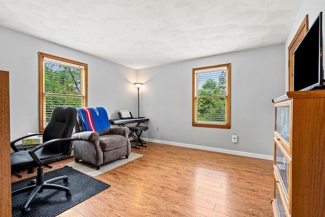 24 Floyd Ave, Tewksbury, MA 01876 - office area with plenty of natural light, wood finished floors, baseboards, and a textured ceiling