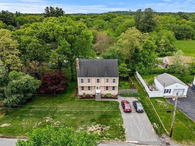 24 Floyd Ave, Tewksbury, MA 01876 - aerial view of property and surrounding area with a forest
