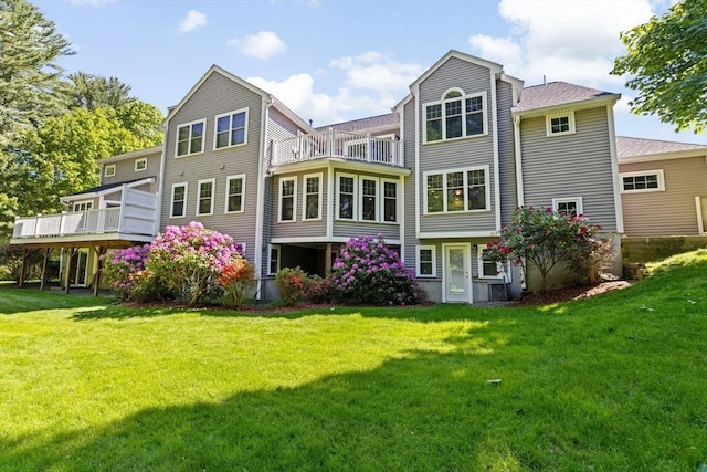 70 Humphreys Ln Unit 70, Duxbury, MA 02332 - back of house featuring a balcony and a lawn