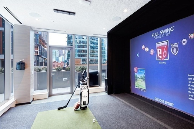 133 Seaport Blvd Unit 716, Boston, MA 02210 - game room featuring expansive windows and a textured ceiling