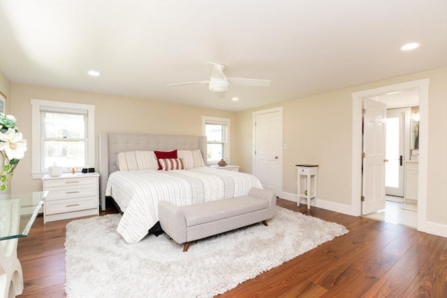 115 Lincoln Rd, Walpole, MA 02081 - bedroom with recessed lighting, a ceiling fan, and dark wood-type flooring