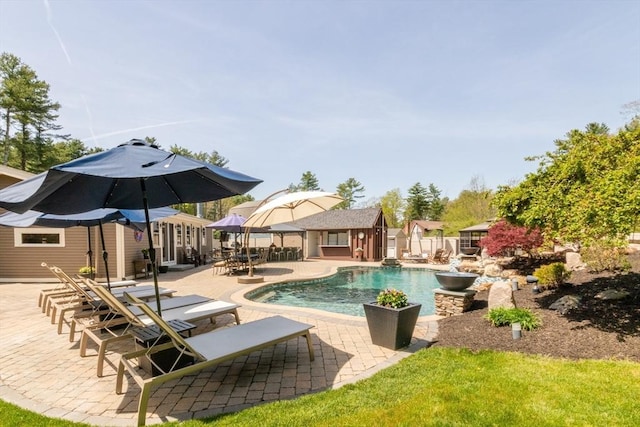 115 Lincoln Rd, Walpole, MA 02081 - outdoor pool with an outbuilding and a patio area