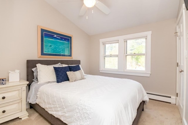 115 Lincoln Rd, Walpole, MA 02081 - bedroom featuring light colored carpet, a ceiling fan, baseboard heating, and vaulted ceiling