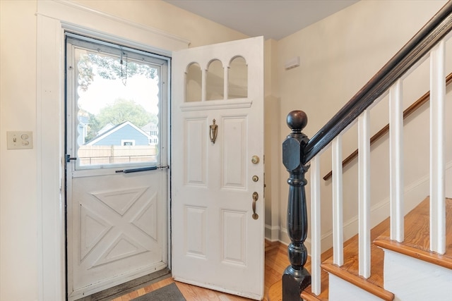 doorway to outside featuring hardwood / wood-style floors